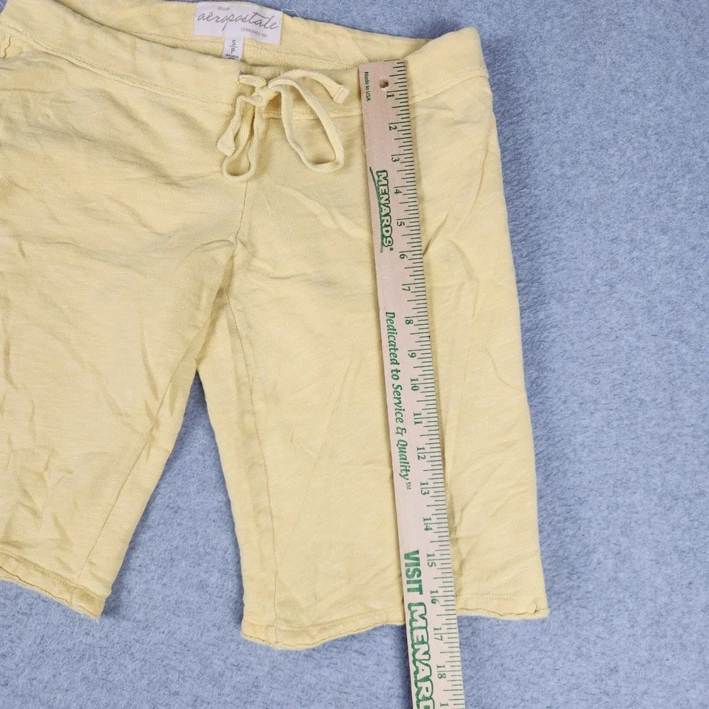 Aeropostale Sweat Shorts Men Small Yellow Logo Applique Stretch Drawstring Waist